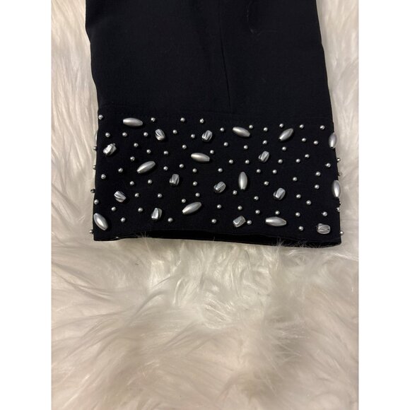 Open Front Blazer XL Maggie Barnes Black Womens Beaded cuffed sleeves Designer - Picture 12 of 12